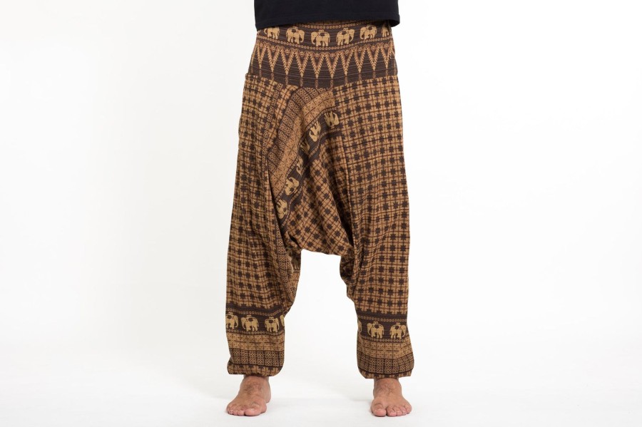 Men HaremPants | Hill Tribe Elephant Men'S Elephant Pants In Brown