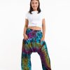 Women HaremPants | Tie Dye Cotton Women Harem Pants In Blue Yellow