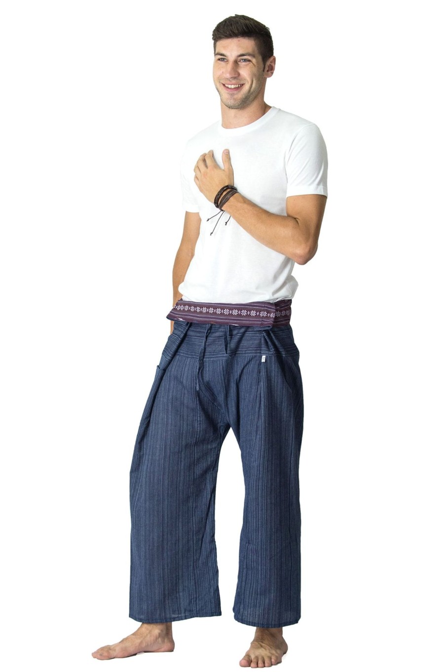 Men HaremPants | Unisex Thai Fisherman Pants In Dark Blue