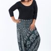 Women HaremPants | Plus Size Marble Elephant 2-In-1 Jumpsuit Elephant Pants In Black