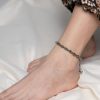 Accessories HaremPants | Hand Made Fair Trade Anklet Waxed Cotton Silver Beads Olive