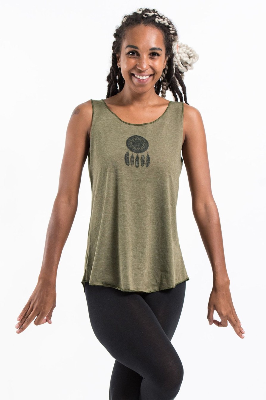 Women HaremPants | Loose Soft Vintage Style Women'S Tank Tops Dream Catcher Olive