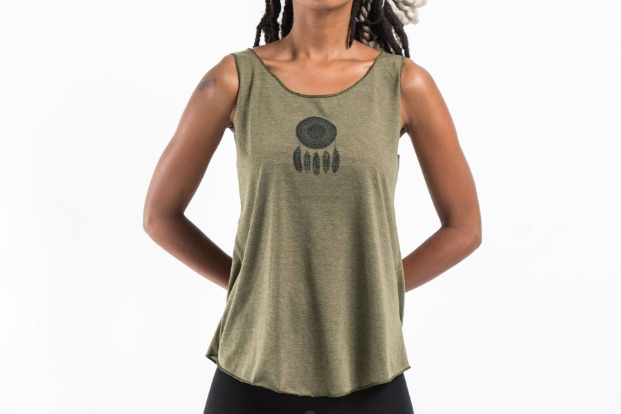 Women HaremPants | Loose Soft Vintage Style Women'S Tank Tops Dream Catcher Olive