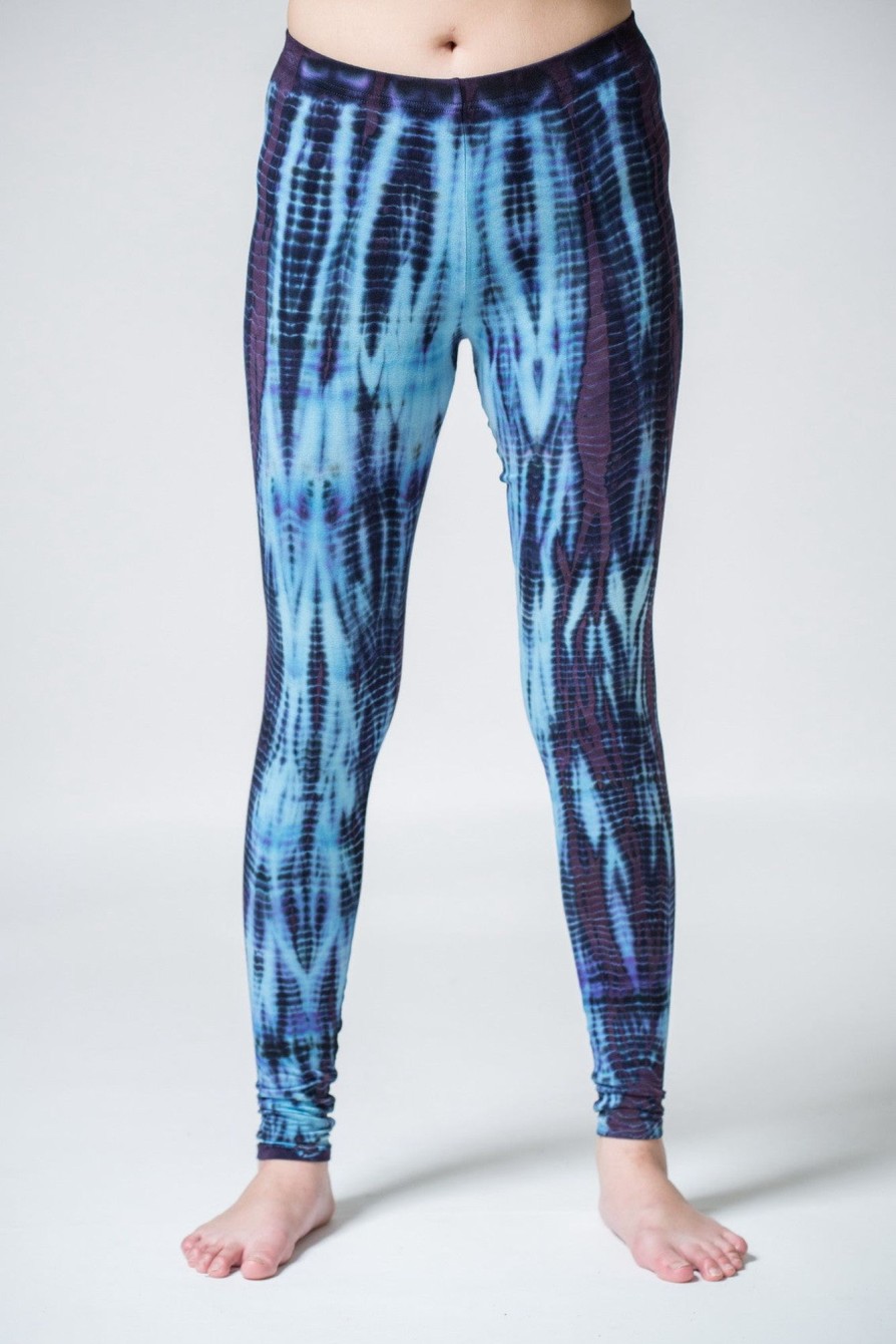 Women HaremPants | Lightning Stripes Tie Dye Cotton Leggings In Indigo