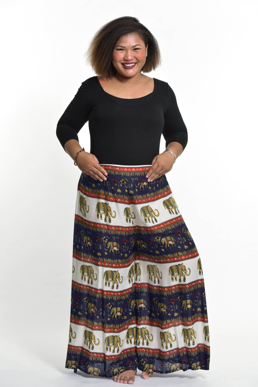 Plus Size HaremPants | Plus Size Elephant Bliss Palazzo Style Elephant Pants In Navy