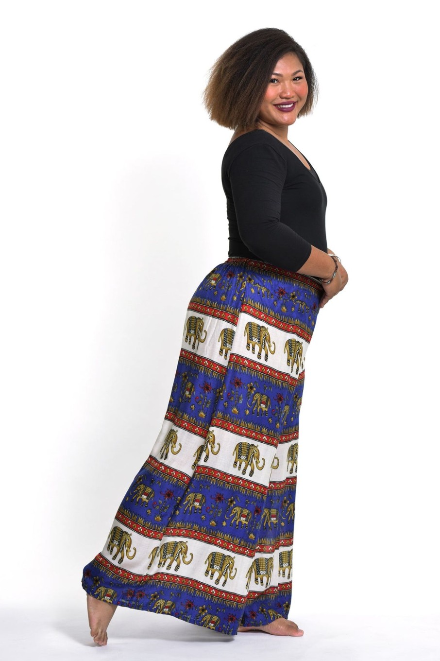 Plus Size HaremPants | Plus Size Elephant Bliss Palazzo Style Elephant Pants In Blue