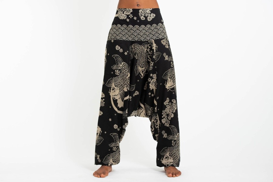 Women HaremPants | Hill Tribe Koi Fish Print Women'S Harem Pants In Black