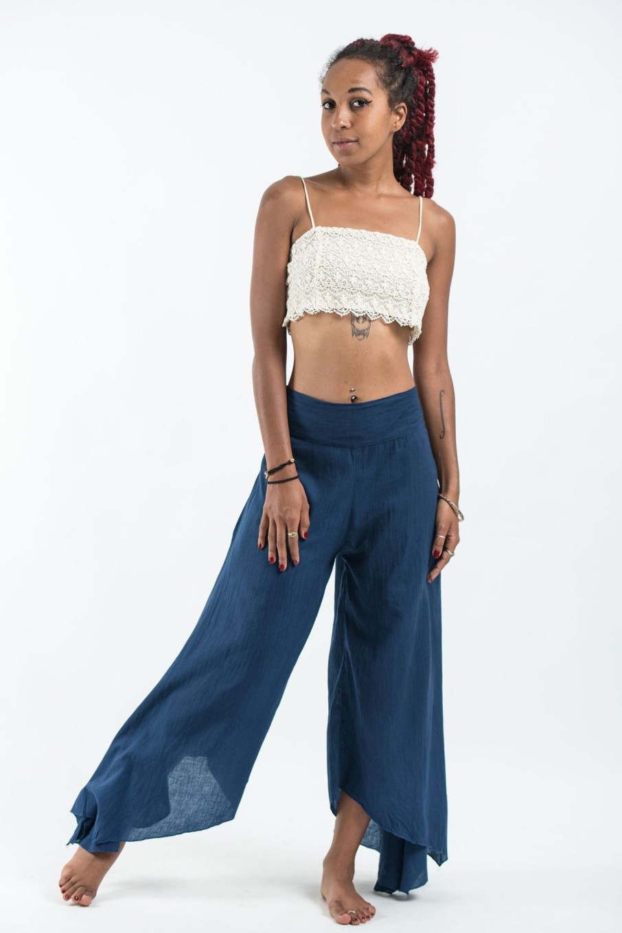 Women HaremPants | Women'S Cotton Tinkerbell Palazzo Pants In Navy