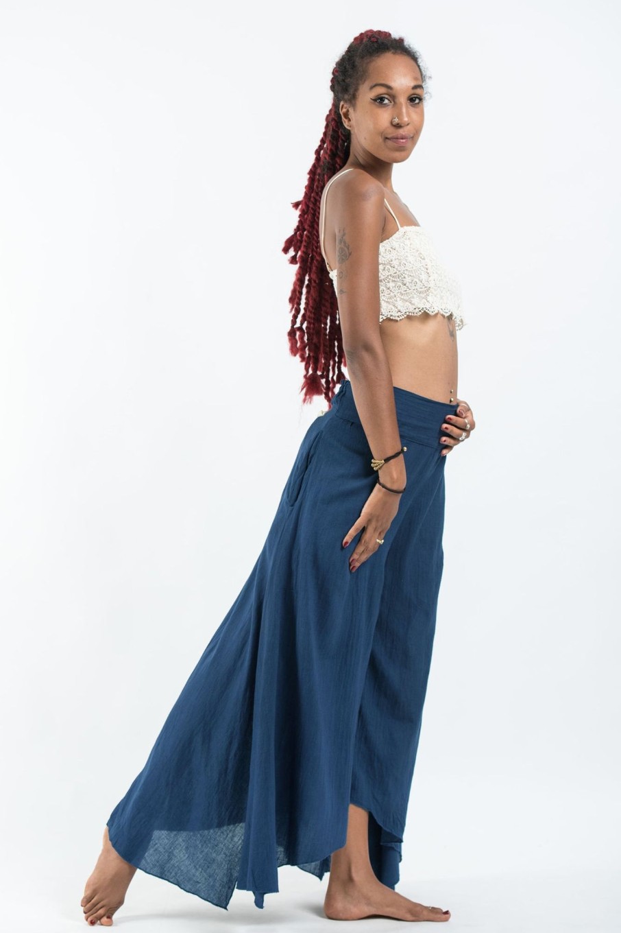 Women HaremPants | Women'S Cotton Tinkerbell Palazzo Pants In Navy