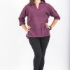 Women HaremPants | Womens Yoga Shirts Collar V Neck In Purple