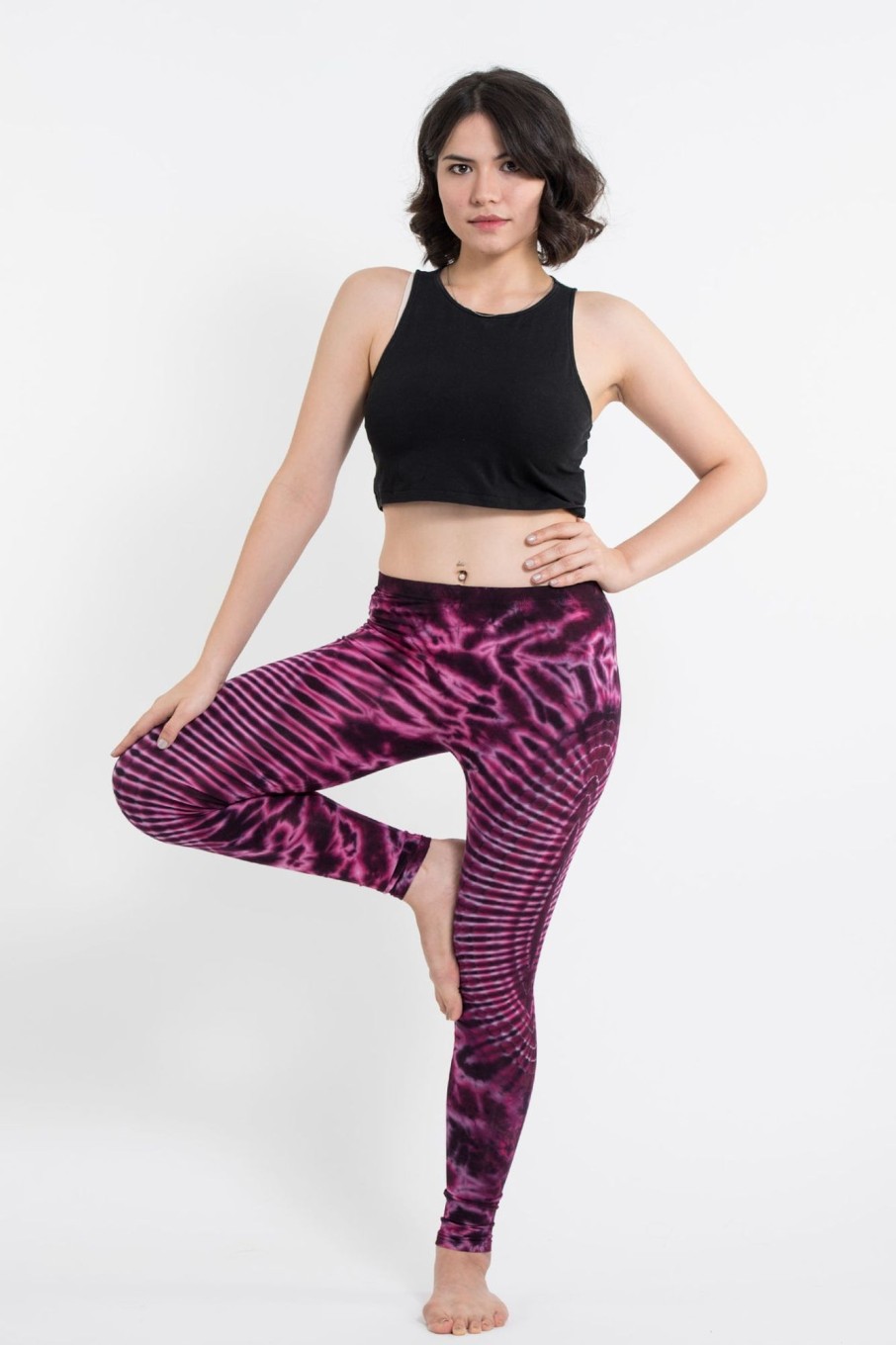 Women HaremPants | Oval Swirls Tie Dye Cotton Leggings In Magenta