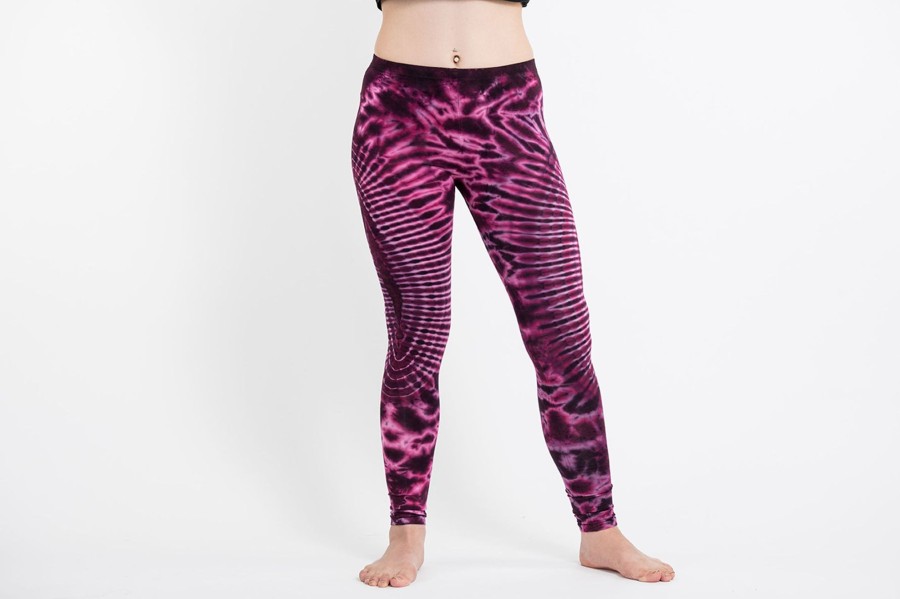 Women HaremPants | Oval Swirls Tie Dye Cotton Leggings In Magenta