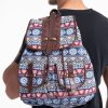 Accessories HaremPants | Tribal Woven Fabric With Faux Leather Backpack 02 Multi