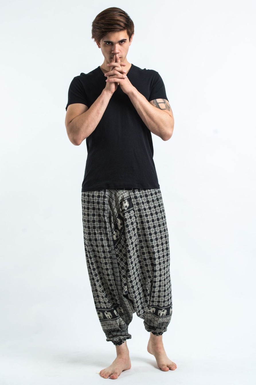 Men HaremPants | Hill Tribe Elephant Men'S Elephant Pants In Black