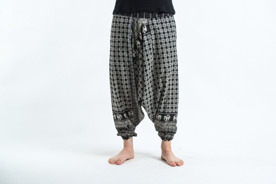 Men HaremPants | Hill Tribe Elephant Men'S Elephant Pants In Black