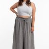 Plus Size HaremPants | Plus Size Women'S Linen Cotton Blend Palazzo Pants In Black