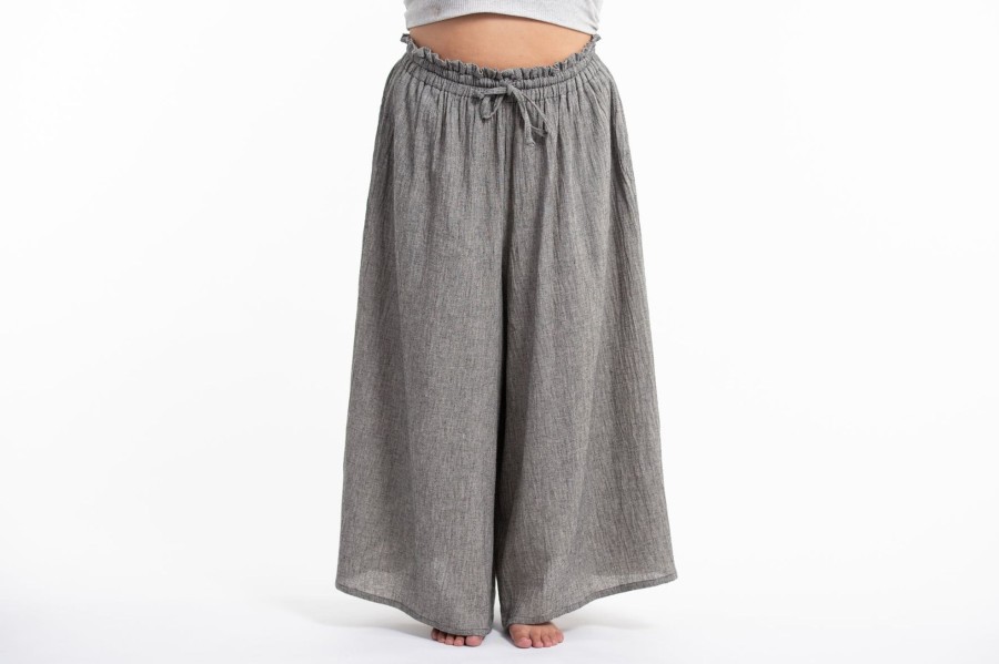 Plus Size HaremPants | Plus Size Women'S Linen Cotton Blend Palazzo Pants In Black