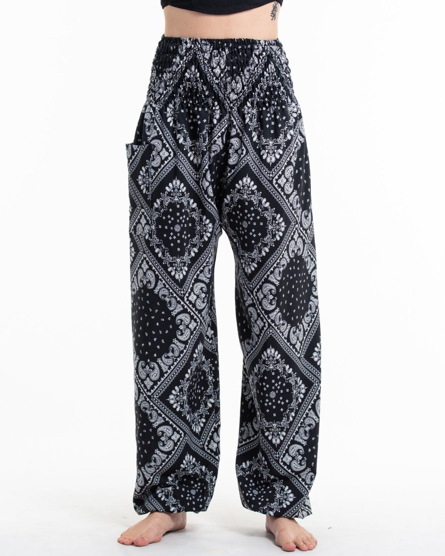 Plus Size HaremPants | Patchwork Paisley Tall Harem Pants In Black