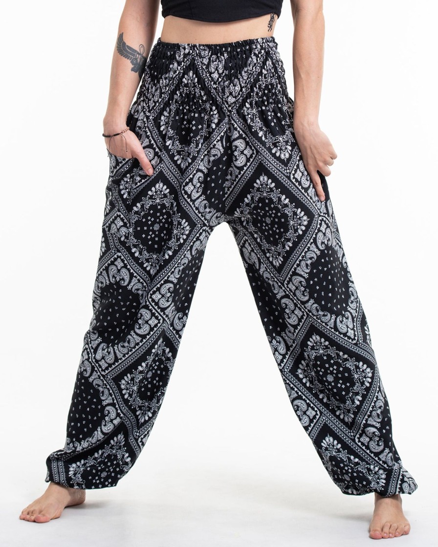 Plus Size HaremPants | Patchwork Paisley Tall Harem Pants In Black