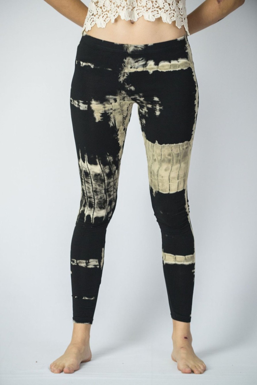 Women HaremPants | Patch Dye Tie Dye Cotton Leggings In Black/White