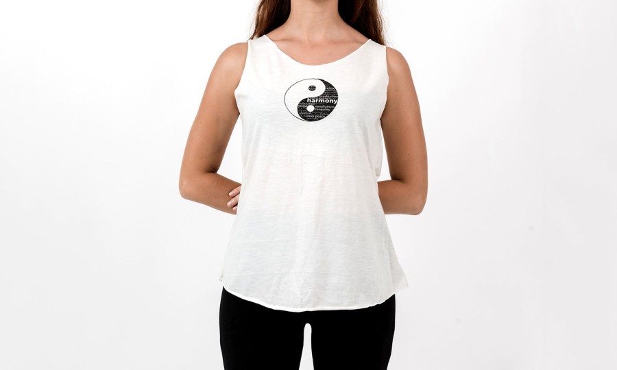 Women HaremPants | Loose Soft Vintage Style Women'S Tank Tops Yin Yang White