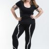 Plus Size HaremPants | Plus Size Black Tie Dye Cotton Leggings In Electra White Black/White