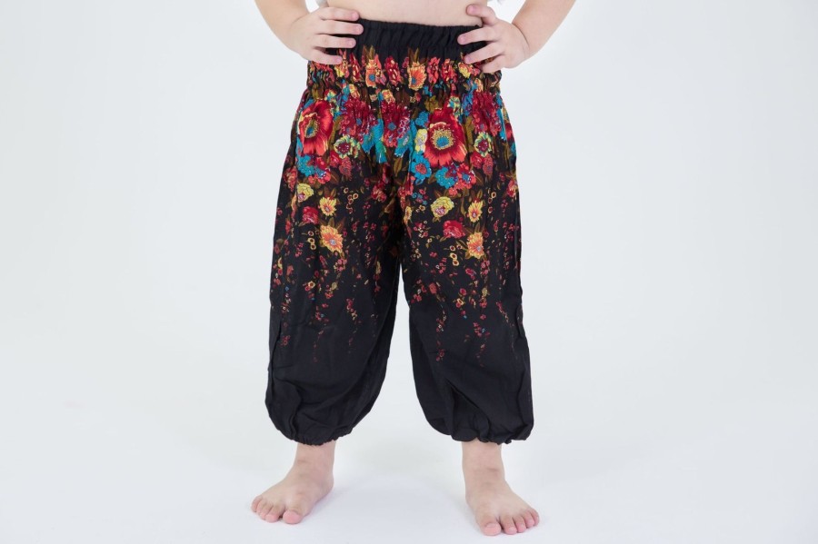 Kids HaremPants | Floral Kids Harem Pants In Black