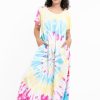 Women HaremPants | Tie Dye Loose Midi Dress In Lollipop