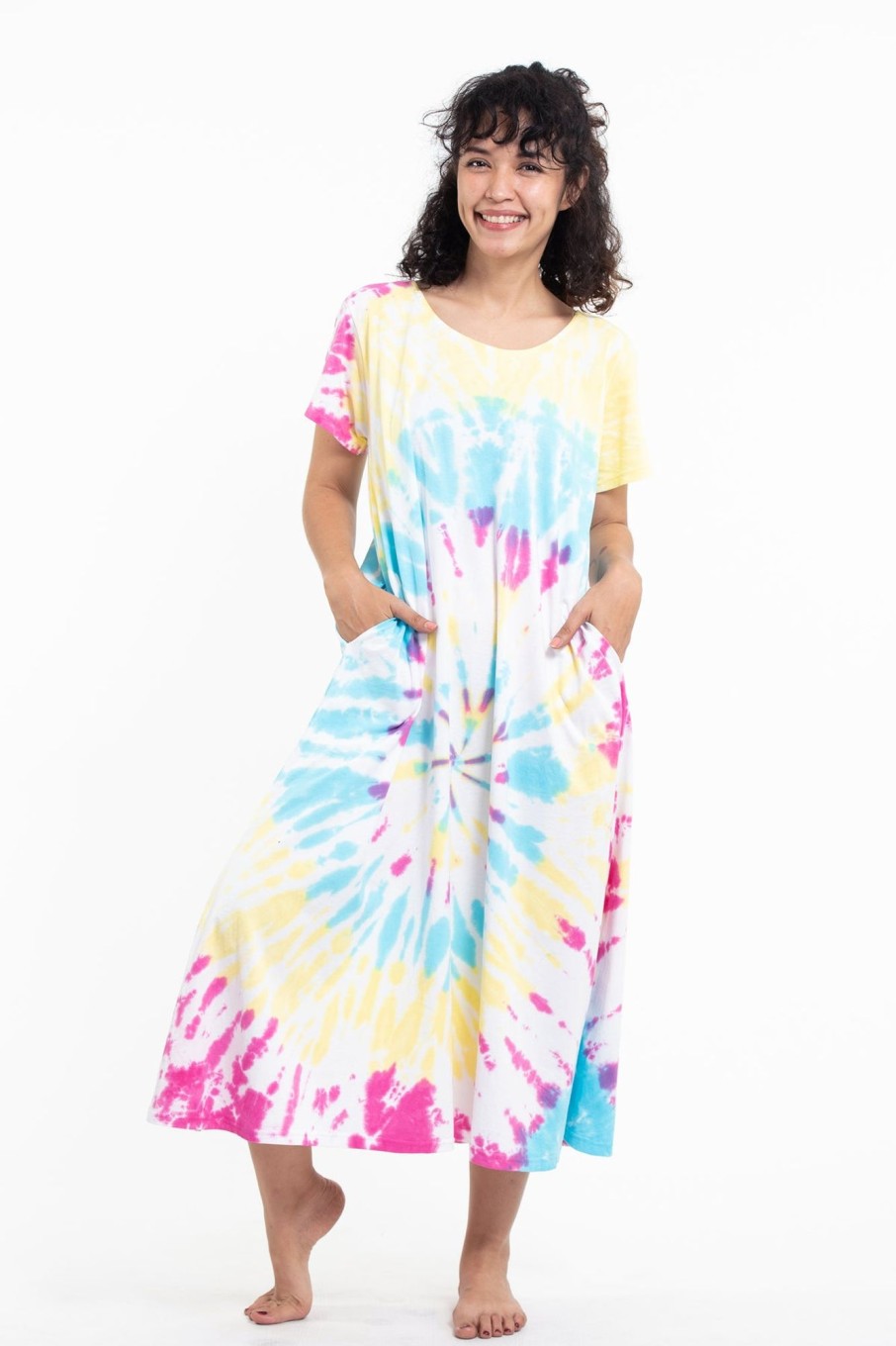 Women HaremPants | Tie Dye Loose Midi Dress In Lollipop