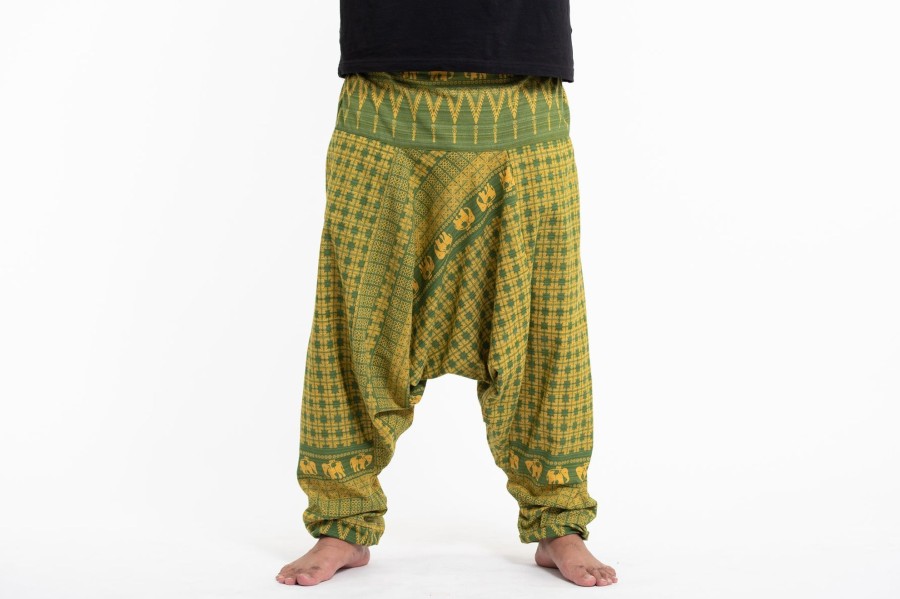 Men HaremPants | Plus Size Hill Tribe Elephant Men'S Elephant Pants In Green