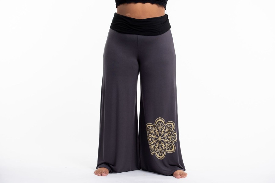 Plus Size HaremPants | Plus Size Mandala Print Wide Leg Palazzo Harem Pants Cotton Spandex In Gray