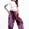 Women HaremPants | Tie Dye Drawstring Women'S Yoga Massage Pants In Dark Purple