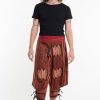 Men HaremPants | Thai Hill Tribe Fabric Men Harem Pants With Ankle Straps In Brick Orange