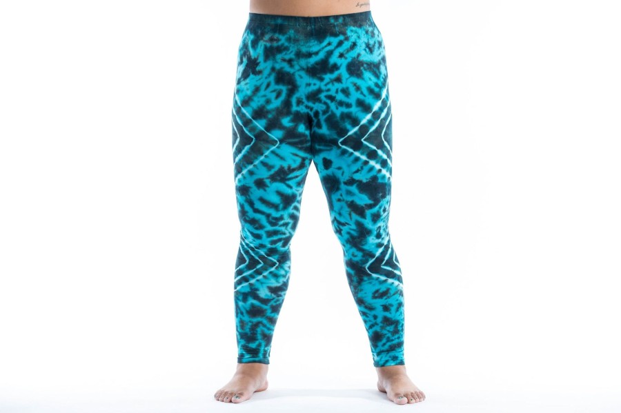 Plus Size HaremPants | Plus Size Diamond Tie Dye Cotton Leggings In Turquoise