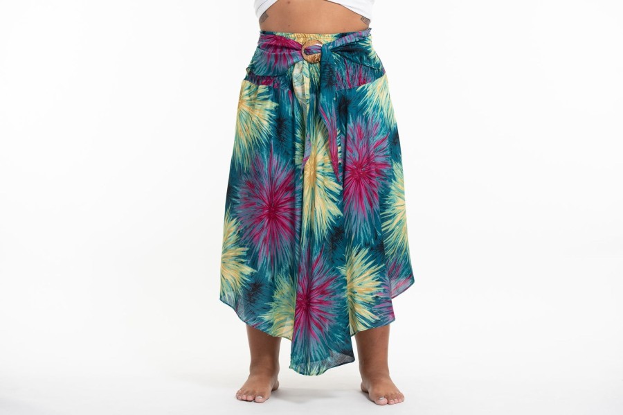 Plus Size HaremPants | Plus Size Firework Handkerchief Midi Skirt In Turquoise