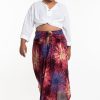 Plus Size HaremPants | Plus Size Firework Handkerchief Midi Skirt In Maroon