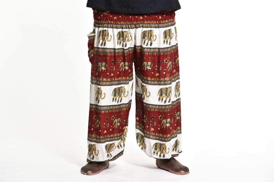 Plus Size HaremPants | Plus Size Elephant Bliss Men'S Elephant Pants In Red