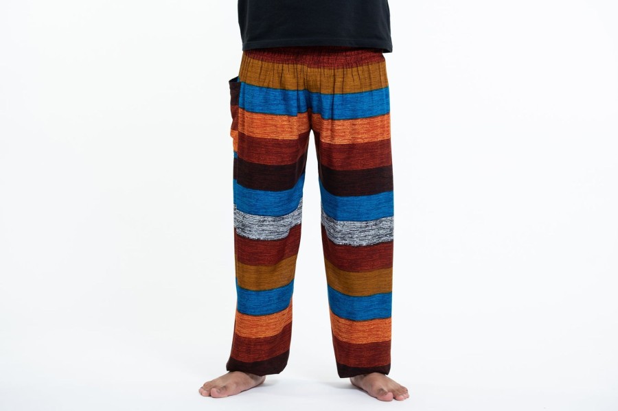 Men HaremPants | Boho Striped Men'S Harem Pants In Rust