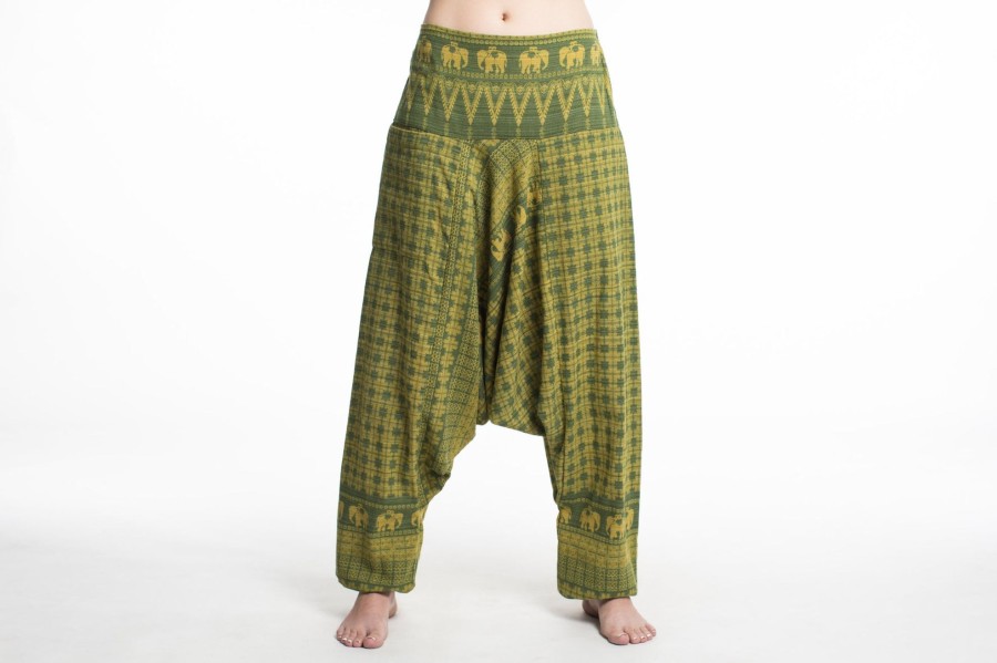 Women HaremPants | Hill Tribe Elephant Women'S Elephant Pants In Green