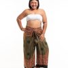 Plus Size HaremPants | Plus Size Geometric Mandalas Wrap Palazzo Style Harem Pants In Olive