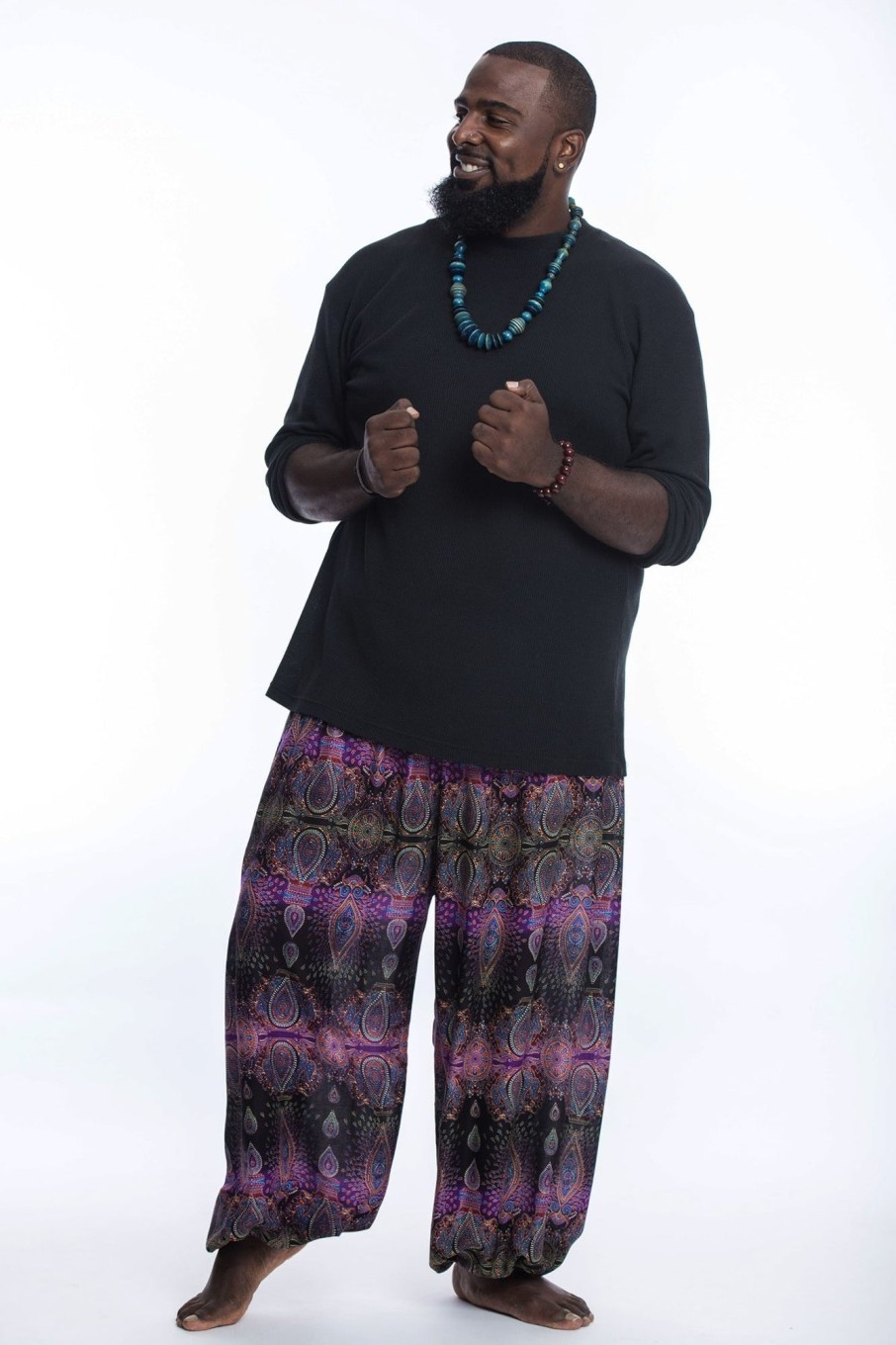 Men HaremPants | Plus Size Paisley Men'S Harem Pants In Purple