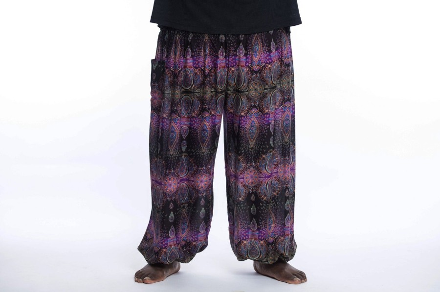 Men HaremPants | Plus Size Paisley Men'S Harem Pants In Purple