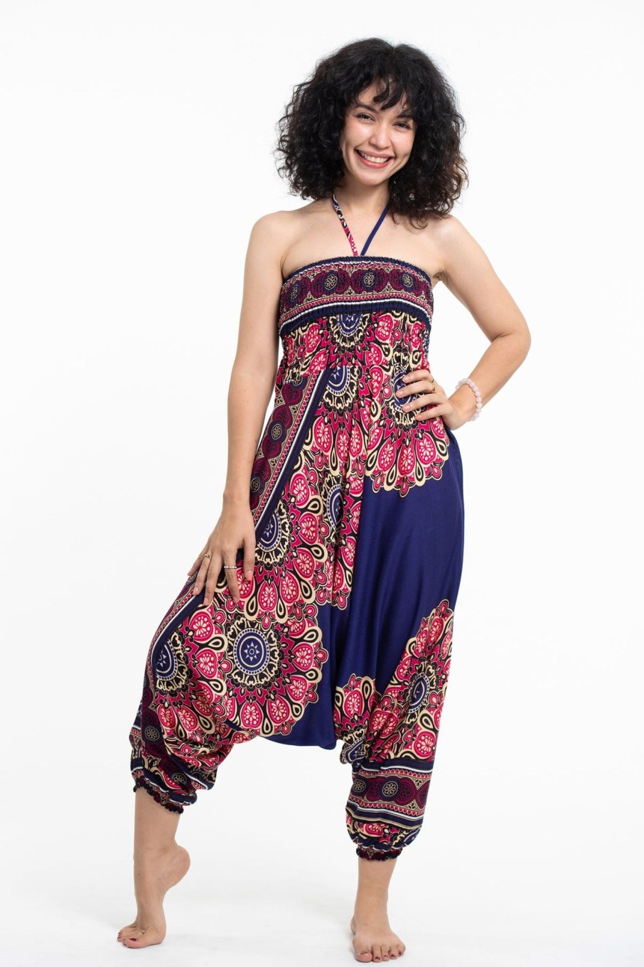 Women HaremPants | Peony Mandalas 2-In-1 Jumpsuit Harem Pants In Indigo