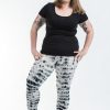 Plus Size HaremPants | Plus Size Melting Stripes Tie Dye Cotton Leggings In Gray