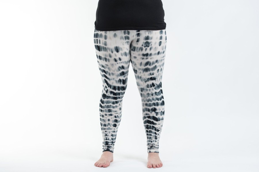 Plus Size HaremPants | Plus Size Melting Stripes Tie Dye Cotton Leggings In Gray