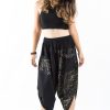 Women HaremPants | Two Tone Splatter Prints Women'S Three Quarter Pants In Black