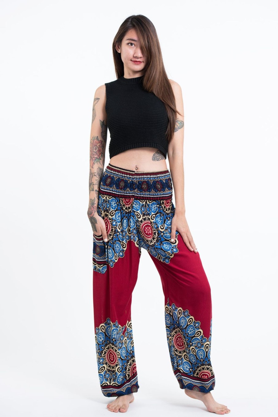 Women HaremPants | Peony Mandalas Women'S Harem Pants In Red