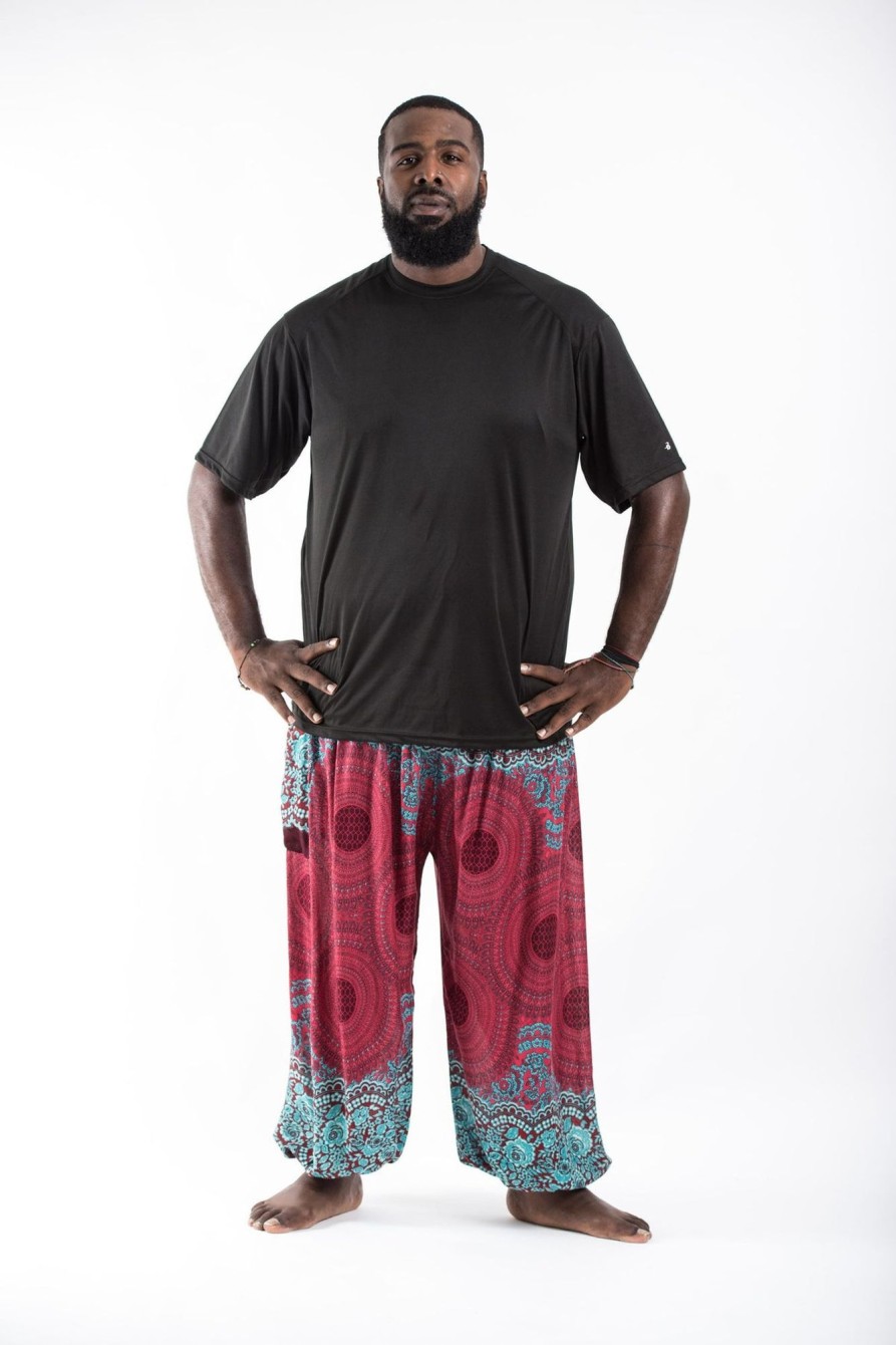 Plus Size HaremPants | Plus Size Geometric Mandalas Men'S Harem Pants In Red