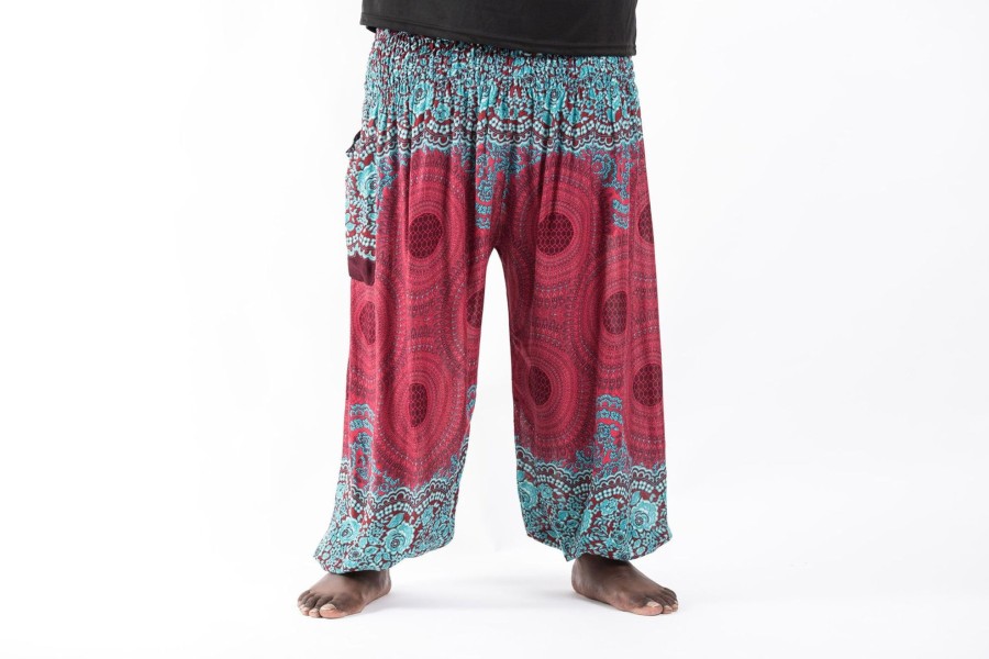 Plus Size HaremPants | Plus Size Geometric Mandalas Men'S Harem Pants In Red