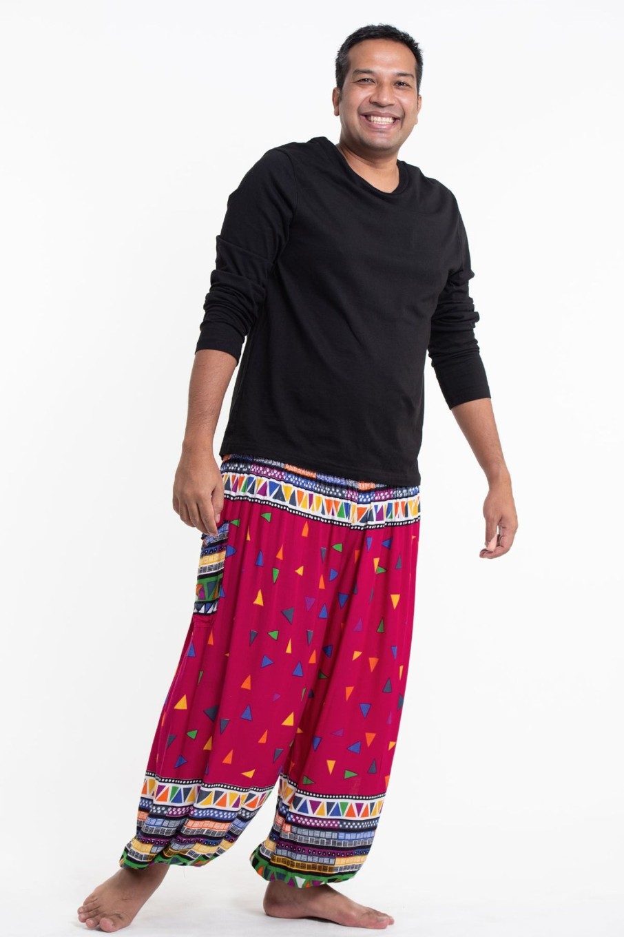 Plus Size HaremPants | Plus Size Triangles Men'S Harem Pants In Pink